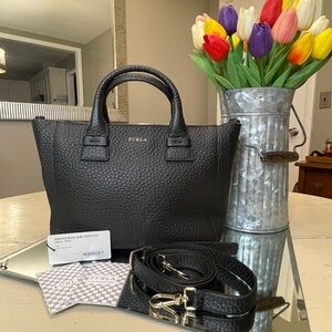 Black leather Furla Capriccio two-way bag